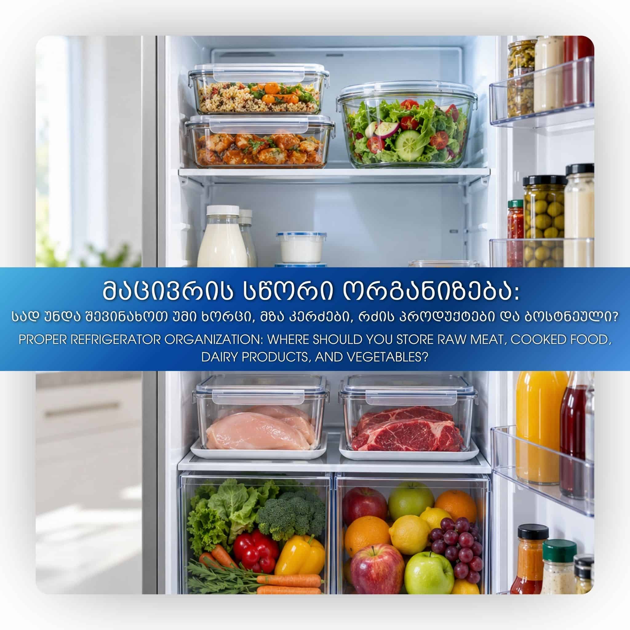 მაცივრის სწორი ორგანიზება: სად უნდა შევინახოთ უმი ხორცი, მზა კერძები, რძის პროდუქტები და ბოსტნეული?